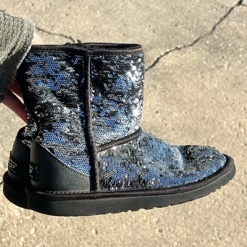 UGG Silver Sequin Boots with Black Accents